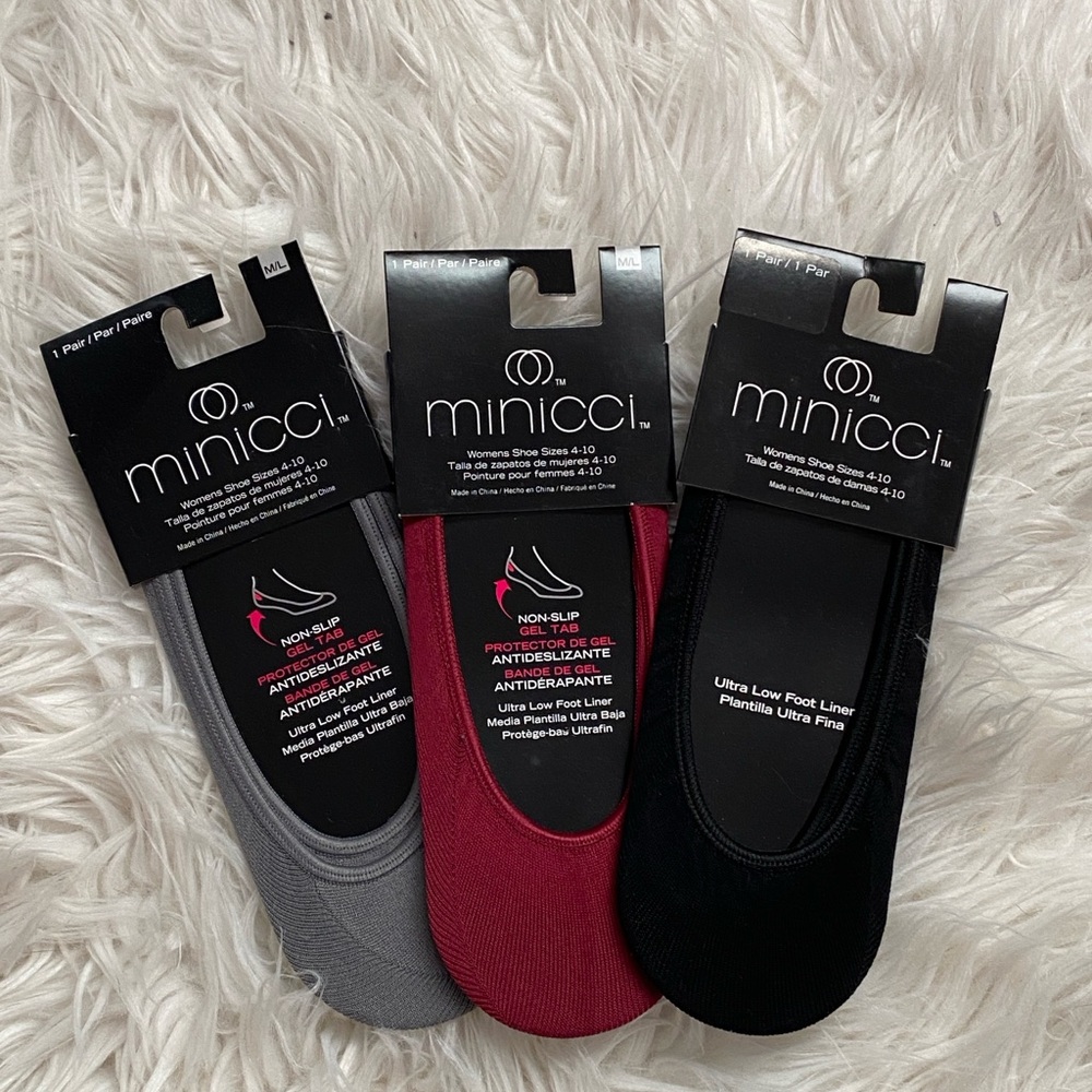Minicci No-Show Socks Set - Gray, Red, Black